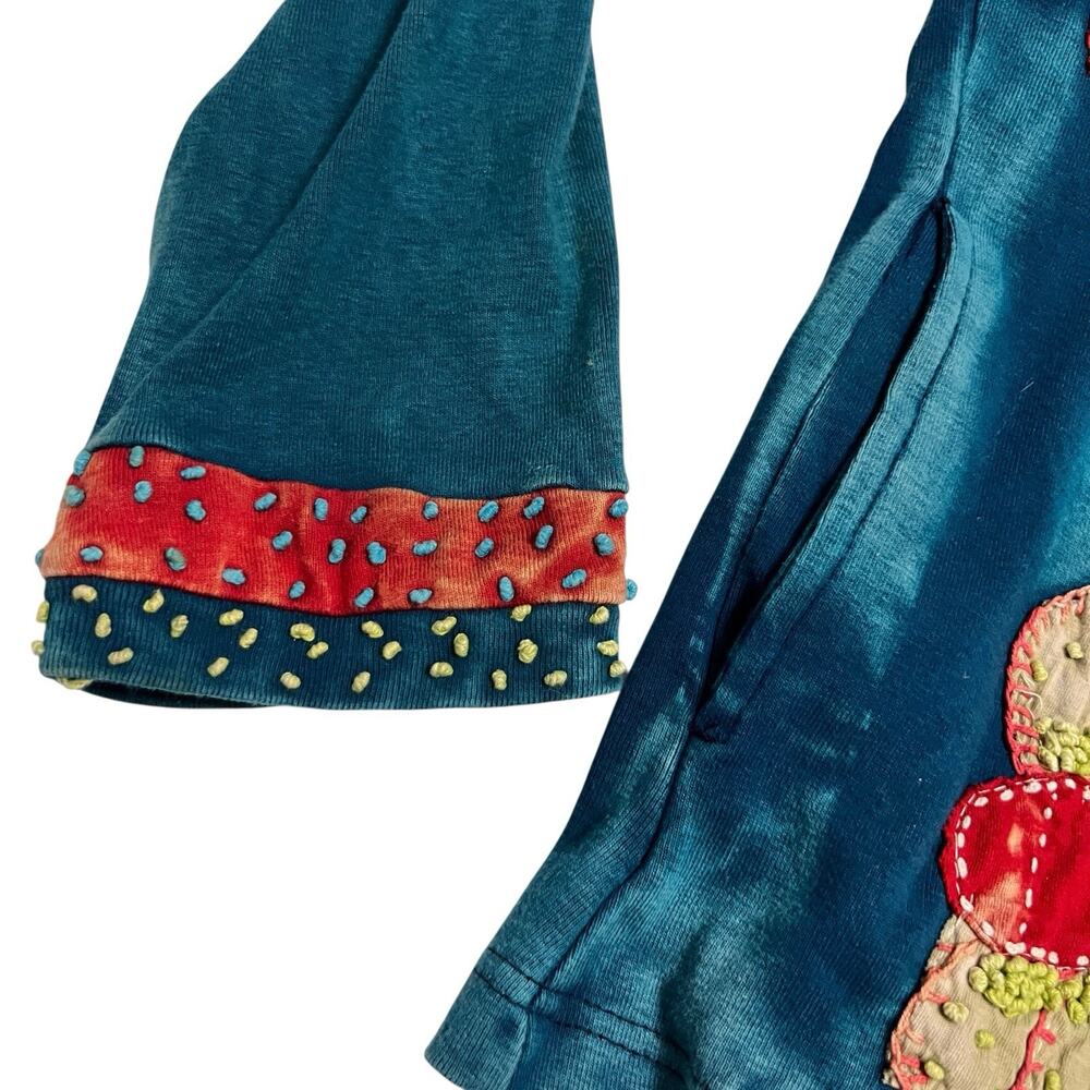 Rising International Women L Teal L /S Full Zip Embroidered Hooded Sweatshirt - Picture 4 of 9